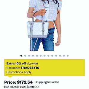 Michael Kors Shoulder Bag XS Jet Set Travel Bright White Grey Coated Canvas Tote